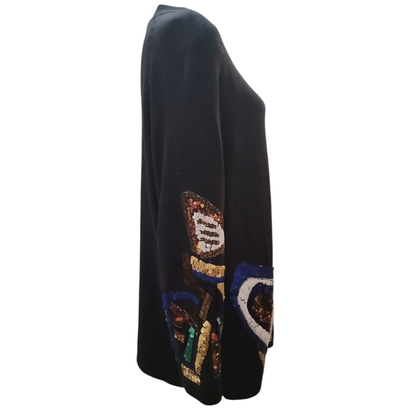 vintage italian Semplice Black sequined cotton crew neck Sweater plus size 1X - Picture 9 of 12